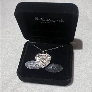 10K Sterling Silver Heart Pendant Necklace